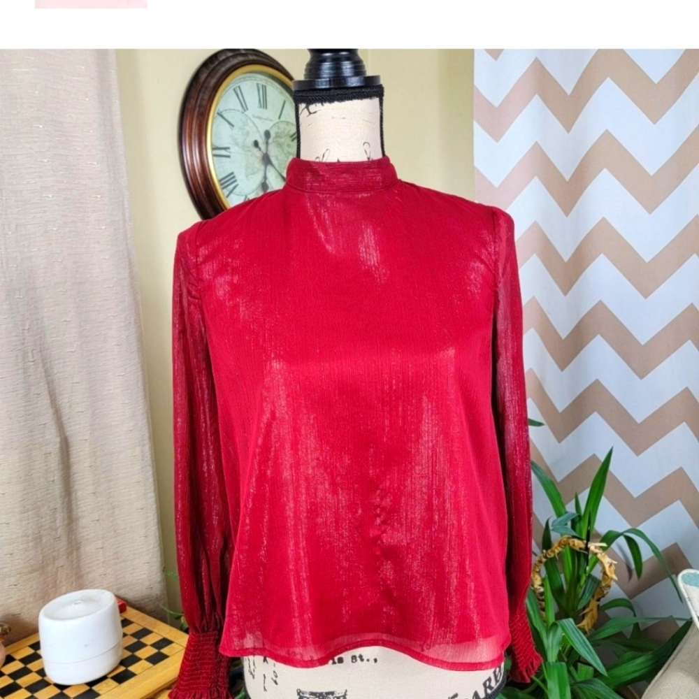 BB Dakota Sparkly Red Long Sleeve Top Dize XS